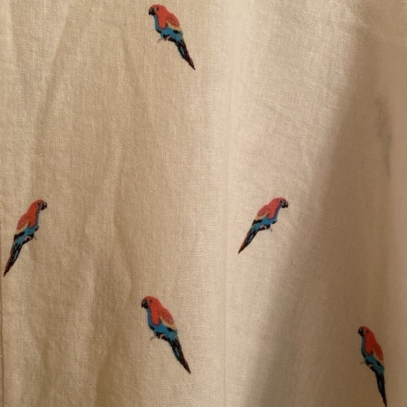 C&C California white linen blend oversized boxy top ruffle hem/cuff macaw size M - Picture 5 of 7